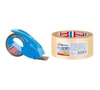 Portarrollos tesapack® Pack'n Go, azul + tesapack® PP, 50 m: 50 mm y tesapack® Ultra Strong, transparente (PVC), calidad 4124