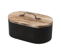 Portasellos - Organizador de Madera con Tapa para Productos Femeninos - Dispensador Estético para Cómoda Baño Vanidad Cosmética Dormitorio - Esponjas Medicamentos Cosméticos Ar, Negro , Se référer au