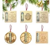 Portasoldi Natale, Portasoldi Natale per contanti - Porta dinero per biglietti di Natale in legno 6X,Pendenti festivi per albero di Natale da 3,94 pollici, carta di denaro decorativa per contanti
