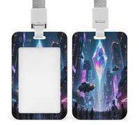 Portatarjetas con diseño de energía misteriosa con cristal impreso vertical, adecuado para oficina, escuela, tarjeta de identificación, tarjeta de proximidad, licencia de conducir y pase