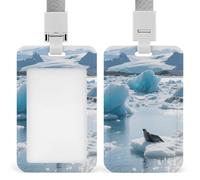 Portatarjetas con diseño de glaciar y lago iceberg vertical, adecuado para tarjetas de identificación de oficina, escuela, tarjeta de identificación, tarjeta de proximidad, licencia de conducir y pase