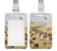Portatarjetas con diseño de migración de animales de pastizal, soporte vertical para tarjetas de identificación, tarjetas de identificación de proximidad, licencia de conducir y pase
