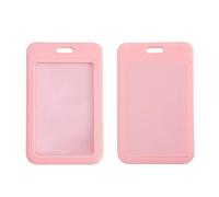 Portatarjetas de 11 x 7 cm, 100 fundas deslizantes para tarjetas, soporte para tarjetas de identificación, funda para tarjeta de trabajo, autobús o pase, tarjeta de identificación (rosa)