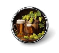 Portatarjetas de cerveza y conos de lúpulo. Insignia redonda exquisita con alfiler para fotos. Insignias de botón DIY. Alfiler de botón de metal personalizado. Broche de moda. Manualidades. Regalos. A