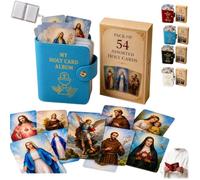 Portatarjetas de cuero católico, organizador de bolsillo con cierre a presión, capacidad para hasta 54 tarjetas de oración católica, tarjetas devocionales para misa, regalos religiosos de oración