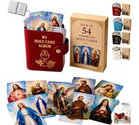 Portatarjetas de cuero católico, organizador de bolsillo con cierre a presión, capacidad para hasta 54 tarjetas de oración católica, tarjetas devocionales para misa, regalos religiosos de oración