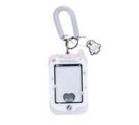 Portatarjetas de dibujos animados, funda protectora con colgante, llavero, tarjeta fotográfica acrílica para mujer y niña, autobús de dibujos animados, tarjeta fotográfica acrílica con llavero