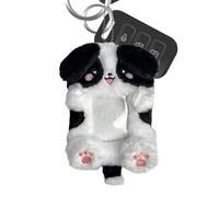 Portatarjetas de fotos de peluche, lindo cachorro, tarjeta de felpa, tarjeta de campus, foto, border collie cachorro, funda protectora, colgante de mochila escolar, soporte para tarjetas de fotos,