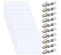 Portatarjetas de Identificación (10 Piezas), Portatarjetas de identificación con clip, Para tarjetas de oficina, negocios, exposiciones y exposiciones, Transparente