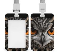 Portatarjetas de identificación con cordón de seguridad retráctil - Portatarjetas retráctil con diseño de ojos de búho, etiqueta vertical para tarjetas de identificación para enfermeras, maestros y mé