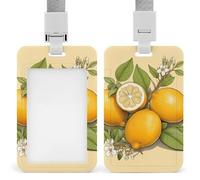 Portatarjetas de identificación con cordón, etiqueta de identificación deslizante de plástico rígido, estuche para tarjeta de identificación, color limón y vainilla, funda para credencial de trabajo p