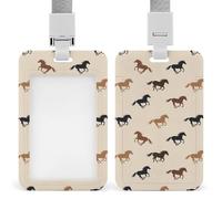 Portatarjetas de identificación con cordón para hombres y mujeres, estuche protector para tarjetas de identificación y crédito, estuche vertical de plástico para credenciales de carreras de caballos s