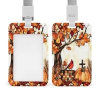 Portatarjetas de identificación con diseño de árbol de otoño con diseño de pájaro rojo, retráctil, protector de tarjetas, tarjeta de nombre, para trabajo, oficina, médico, enfermera