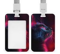 Portatarjetas de identificación con diseño de ojos de neón brillantes de gato, retráctil, protector de tarjetas, placa de nombre, para trabajo, oficina, médico, enfermera