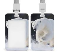 Portatarjetas de identificación con diseño de oso polar, con cordón desmontable, vertical, de plástico transparente, protector de tarjetas, impermeable y resistente, para profesores, personal de ofici