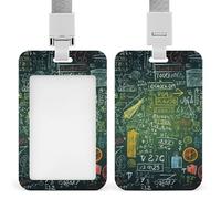 Portatarjetas de identificación con diseño de preguntas matemáticas, estuche protector de plástico ABS duradero con cordón, ranura de empuje y extracción, elegantes portatarjetas de identificación con