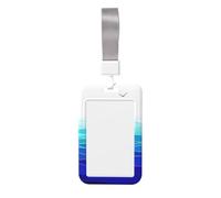 Portatarjetas de identificación con estampado marítimo de olas del océano, velero con pájaros, con correa para el cuello, impermeable, bolsillo vertical de plástico para tarjetas de identificación