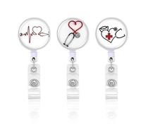 Portatarjetas De Identificación De 3 Piezas, Portatarjetas De Identificación De Enfermera, Portatarjetas De Identificación Retráctil, Llavero Retráctil