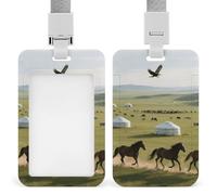 Portatarjetas de identificación de escena de naturaleza idílica impermeable con cordón separable, soporte para tarjetas de trabajo resistente, vertical transparente, soporte para etiquetas de nombre
