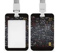 Portatarjetas de identificación de matemáticas y física. Estuche protector de plástico ABS duradero con cordón, ranura de empuje y extracción. Elegantes portatarjetas de identificación con cordón para