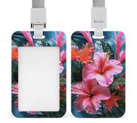 Portatarjetas de identificación de plantas tropicales de flores rosadas, soporte vertical para tarjetas de identificación con cordón, etiquetas de nombre resistentes y resistentes, soportes