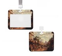 Portatarjetas de identificación de plástico, protector vertical para tarjetas de identificación con cordón, soportes para tarjetas de identificación de West Cowboy Town, etiquetas de nombre, tarjetas