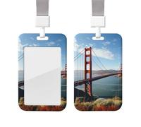 Portatarjetas de identificación de San Francisco Golden Gate Bridge con cordón, impermeable, protector de tarjeta de identificación con ventana de identificación transparente para mujeres y hombres
