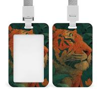 Portatarjetas de identificación de tigre naranja y verde, retráctil, con clip, protector de tarjetas, etiqueta de nombre, para trabajo, oficina, médico, enfermera