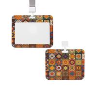 Portatarjetas de identificación geométrico marroquí con clip retráctil, impermeable, de plástico, con protector para cordón, funda para credencial de trabajo, portatarjetas con carrete, portatarjetas