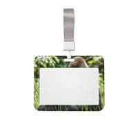 Portatarjetas de identificación Gorilla in the Grass con cordón. Estuche horizontal de plástico con ventana transparente. Protector de tarjeta de identificación impermeable. Funda para credencial de t