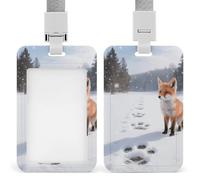 Portatarjetas de identificación impermeables con estampado de pata de zorro con cordón separable, soporte para tarjetas de trabajo resistente, vertical transparente, soporte para etiquetas de nombre