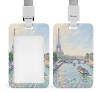 Portatarjetas de identificación impermeables de la Torre Eiffel en París con cordón separable, soporte para tarjetas de trabajo resistente, vertical transparente, soporte para etiquetas de nombre para
