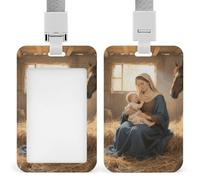 Portatarjetas de identificación impermeables de la Virgen María con cordón separable, soporte para tarjetas de trabajo resistente, vertical transparente, soporte para etiquetas de nombre para
