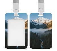 Portatarjetas de identificación Mountain Peak Snow con cordón desmontable, portatarjetas de plástico ABS, ventana frontal transparente vertical, protector de tarjetas deslizante, regalo para enfermer