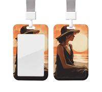 Portatarjetas de identificación Sit in The Sun con cordón, estuche protector vertical para tarjetas con ventana transparente, portatarjetas de identificación deslizante de plástico para enfermeras, su