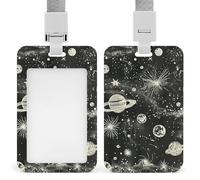 Portatarjetas de identificación Stars in The Night, con clip retráctil, resistente al agua y de plástico, con protector para cordón. Funda para credencial de trabajo, portatarjetas retráctil, portatar