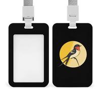 Portatarjetas de identificación Swallow The Sun Bird con cordón, portatarjetas verticales para profesores y oficiales de viajes.