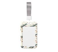 Portatarjetas de identificación vertical de plástico rígido con estampado de alce y cordón para teleférico de invierno.