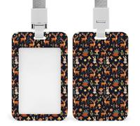 Portatarjetas de identificación vertical para hombres y mujeres, con diseño de animales salvajes como ciervos, conejos y hongos mágicos, funda protectora de plástico para tarjetas, funda deslizante pa