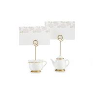 Portatarjetas de mesa Kate Aspen Tea Time Whimsy con tetera y taza de t , juego de 6, color rosa