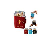 Portatarjetas de oración católica, 54 tarjetas de oración católica con tarjetero sagrado, organizador de tarjetas de oración de piel sintética con cierre a presión, funda para tarjetas religiosas para