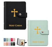 Portatarjetas De Oración, Libro Católico Piel Sintética, Organizador Sagrado Con Cierre a Presión, Estuche Transporte Para Tarjetas Funerarias Religiosas álbum Recuerdos Capacidad 40(Mix2e)