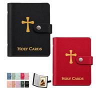 Portatarjetas De Oración, Libro Católico Piel Sintética, Organizador Sagrado Con Cierre a Presión, Estuche Transporte Para Tarjetas Funerarias Religiosas álbum Recuerdos Capacidad 40(Mix2f)