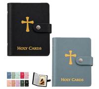 Portatarjetas De Oración, Libro Católico Piel Sintética, Organizador Sagrado Con Cierre a Presión, Estuche Transporte Para Tarjetas Funerarias Religiosas álbum Recuerdos Capacidad 40(Mix2g)