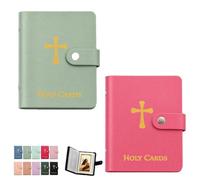 Portatarjetas De Oración, Libro Católico Piel Sintética, Organizador Sagrado Con Cierre a Presión, Estuche Transporte Para Tarjetas Funerarias Religiosas álbum Recuerdos Capacidad 40(Mix2h)