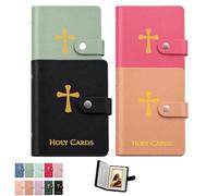 Portatarjetas De Oración, Libro Católico Piel Sintética, Organizador Sagrado Con Cierre a Presión, Estuche Transporte Para Tarjetas Funerarias Religiosas álbum Recuerdos Capacidad 40(Mix4a)
