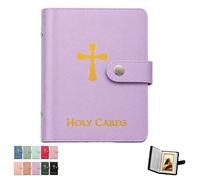 Portatarjetas De Oración, Libro Católico Piel Sintética, Organizador Sagrado Con Cierre a Presión, Estuche Transporte Para Tarjetas Funerarias Religiosas álbum Recuerdos Capacidad 40(Purple)