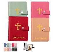 Portatarjetas De Oración, Libro Católico Piel Sintética, Organizador Sagrado Con Cierre a Presión, Estuche Transporte Para Tarjetas Funerarias Religiosas álbum Recuerdos Capacidad 40(Nmix4b)