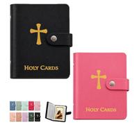 Portatarjetas De Oración, Libro Católico Piel Sintética, Organizador Sagrado Con Cierre a Presión, Estuche Transporte Para Tarjetas Funerarias Religiosas álbum Recuerdos Capacidad 40(Mix2d)