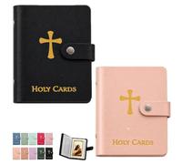Portatarjetas De Oración, Libro Católico Piel Sintética, Organizador Sagrado Con Cierre a Presión, Estuche Transporte Para Tarjetas Funerarias Religiosas álbum Recuerdos Capacidad 40(Mix2a)